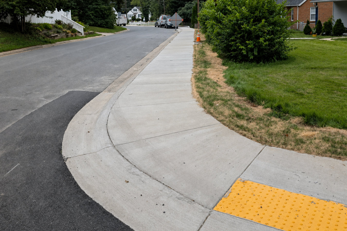 Concrete curbing and sidewalks